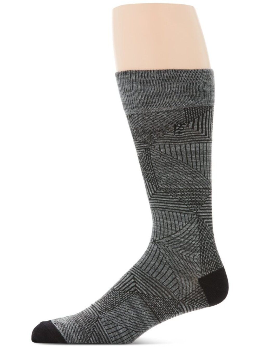 Perry Ellis Portfolio Men's Tonal Geo-Print Crew Casual Dress Socks Grey